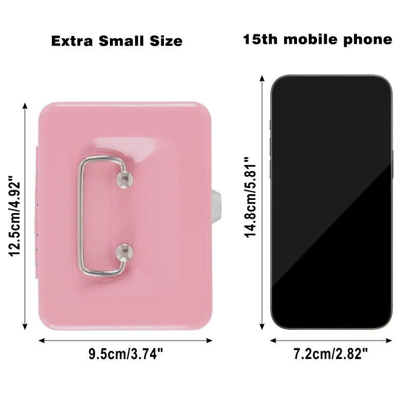xydled Locking Steel Mini Cash Box with Removable Coin Tray and Key Lock for Kids, 4.92" x 3.74" x 2.36",Pink - Image 3