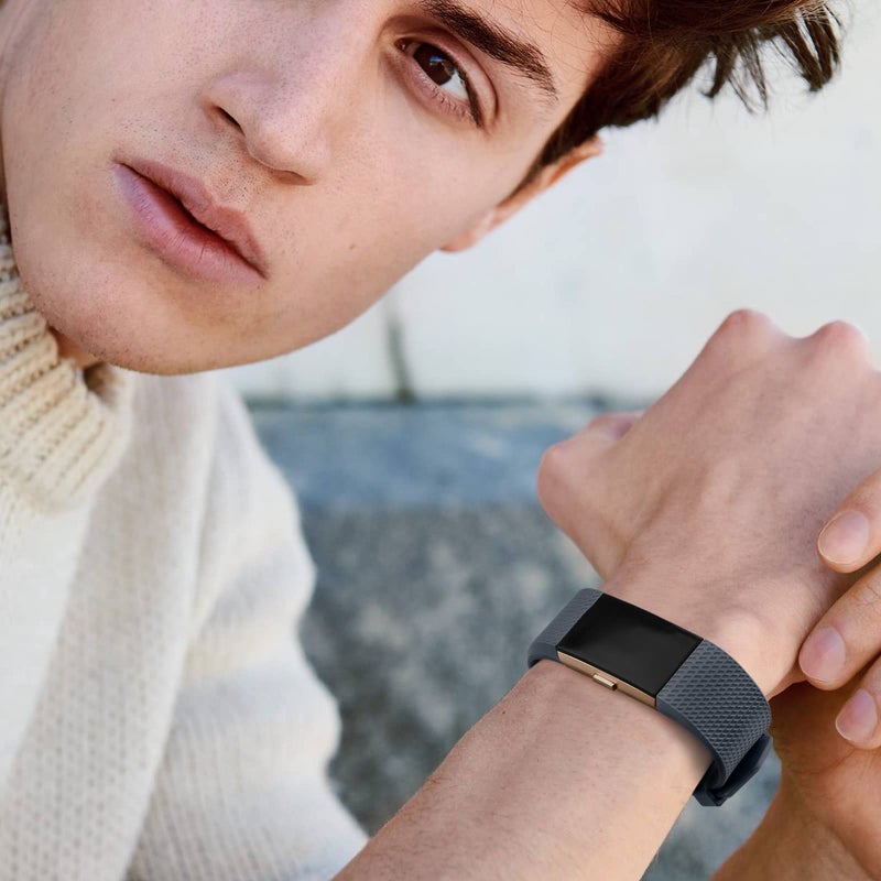 Tobfit 6 PACK Sport Bands Compatible with Fitbit Charge 2 Bands for Women Men, Soft Silicone Waterproof Straps Replacement Wristbands for Fitbit Charge 2 / Charge 2 HR Fitness Tracker, Small - Image 5