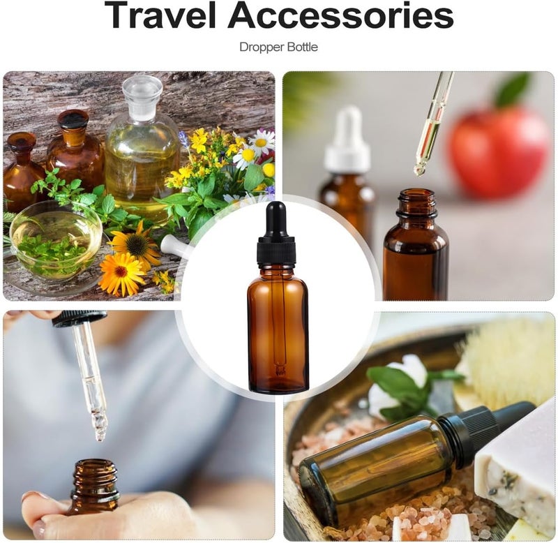 9Pcs Brown Essential Oil Dropper Bottles Glass Refillable Travel Containers with Black Rubber Tops 10Ml 20Ml 30Ml Sub Bottles for Portable Aromatherapy Use - Image 3