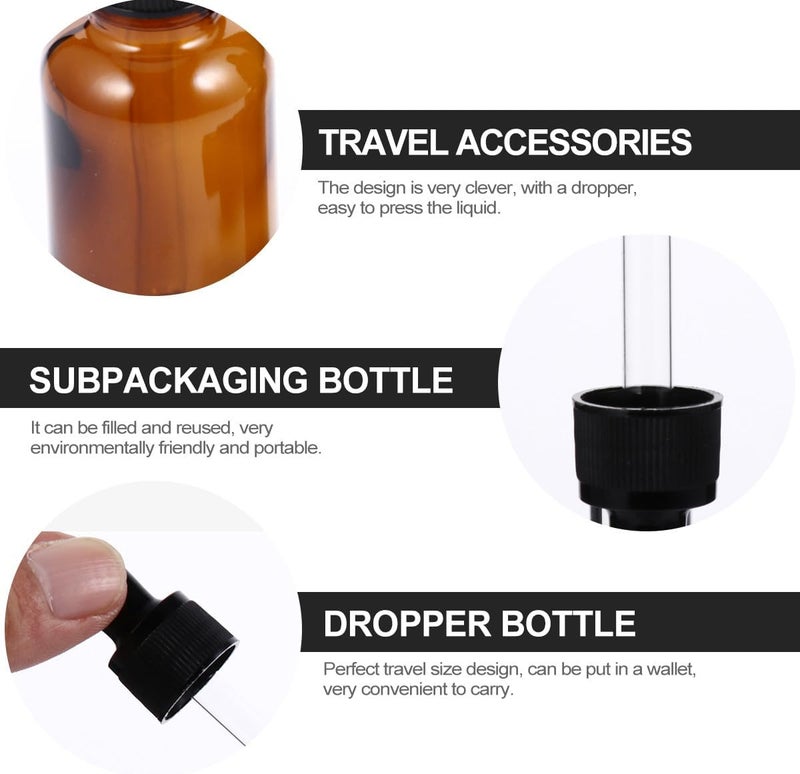 9Pcs Brown Essential Oil Dropper Bottles Glass Refillable Travel Containers with Black Rubber Tops 10Ml 20Ml 30Ml Sub Bottles for Portable Aromatherapy Use - Image 4