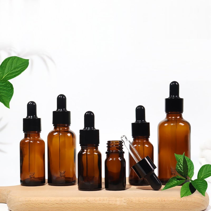 9Pcs Brown Essential Oil Dropper Bottles Glass Refillable Travel Containers with Black Rubber Tops 10Ml 20Ml 30Ml Sub Bottles for Portable Aromatherapy Use - Image 5