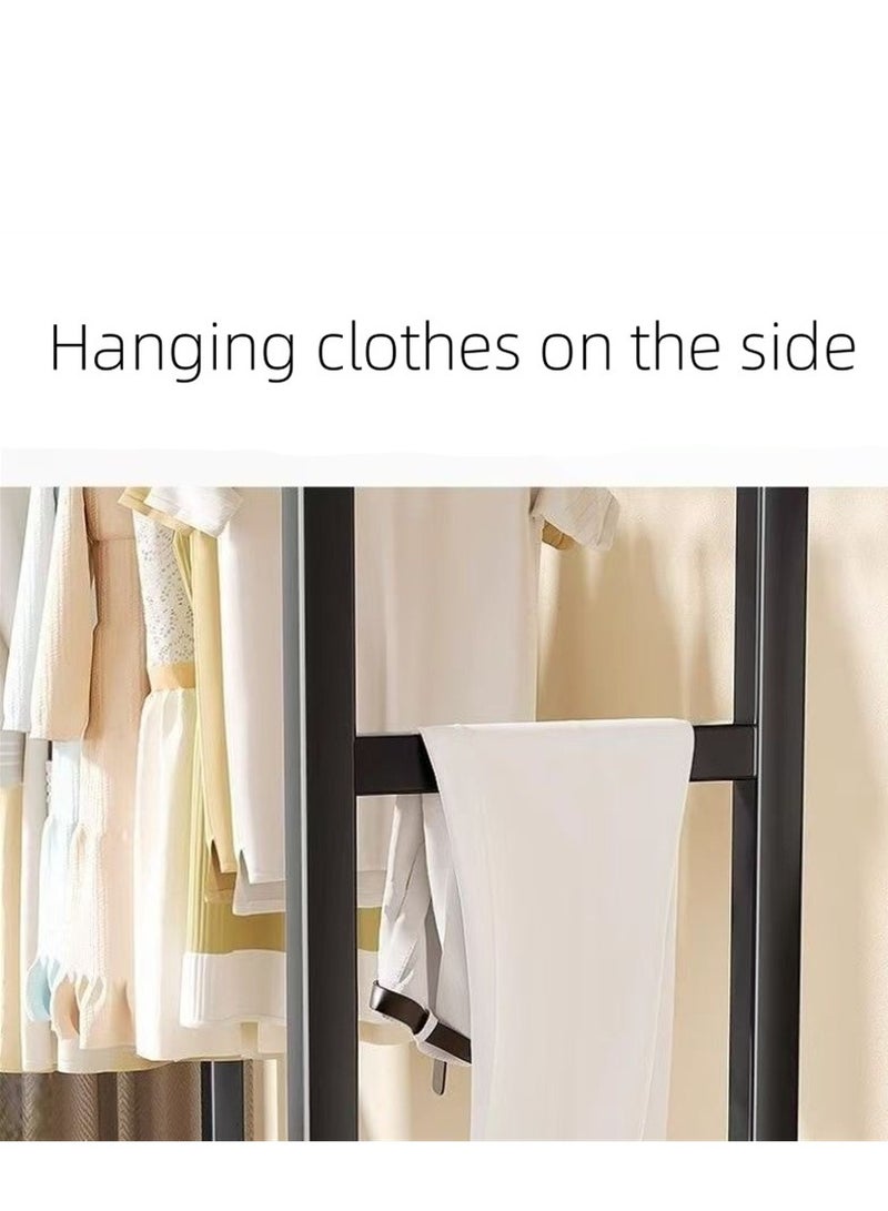 Loquat Metal Garment Rack, Multi-functional Clothes Rack Coat Rack with Bottom Storage Shelf and Wheels, Portable Freestanding Hanger Shelf Clothes Organizer Metal Stand for Shoes Hats Clothes Handbags Toy - Image 3