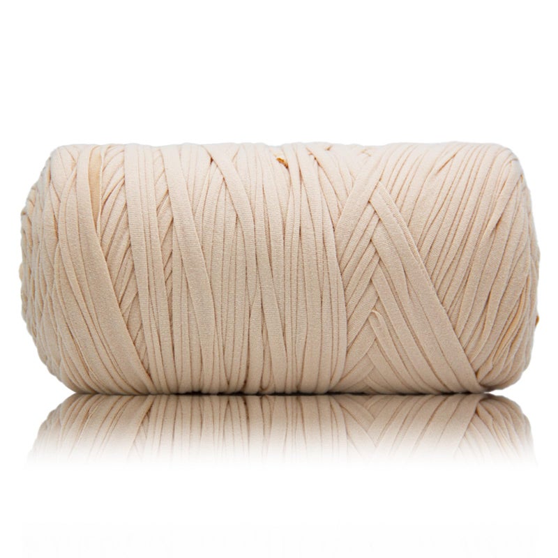 MSyarn 400g T Shirt Yarn Tshirt Crochet Yarn for Crocheting BagCraft ProjectHome Decor 141oz400g 120yd110m Crochet with Polyester Spandex Blend Stretch FabricLight Beige