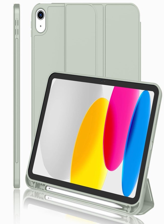 iMieet جراب iMieet الجديد لجهاز iPad من الجيل العاشر 2022 مقاس 10.9 بوصة مع حامل قلم، جراب ذكي ثلاثي الطي مع ظهر TPU ناعم، خاصية التشغيل/الإيقاف التلقائي (أخضر سيجا) - Image 1