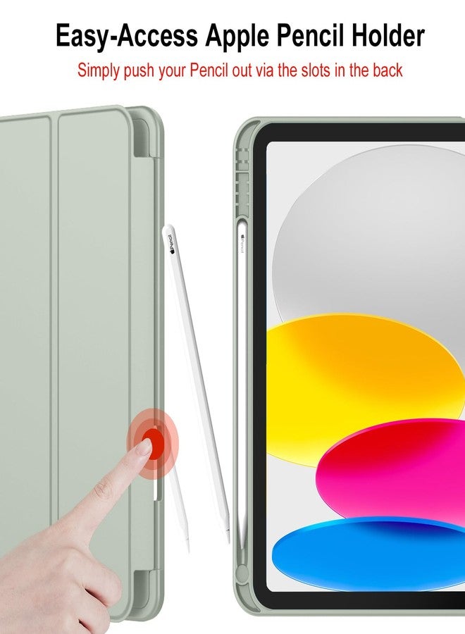iMieet جراب iMieet الجديد لجهاز iPad من الجيل العاشر 2022 مقاس 10.9 بوصة مع حامل قلم، جراب ذكي ثلاثي الطي مع ظهر TPU ناعم، خاصية التشغيل/الإيقاف التلقائي (أخضر سيجا) - Image 5