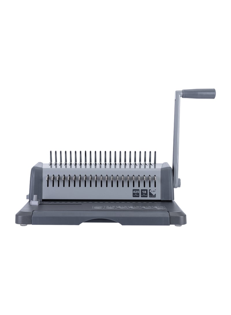 Deli E3873 Grey Split Binding Machine | 18 Sheets Punching & 42 Sheets Binding Capacity | A4 Document Size | 1-21 Holes | SKU: E3873 | Ideal for Office & School Projects - Image 1