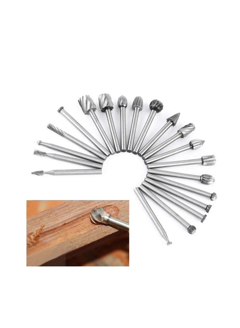 Yakumuz 20pcs 1/8" (3mm) Shank High Speed Steel Rotary Files Burrs Yakumuz Wood Milling Rotary File Burr Set for DIY Woodworking Carving Engraving Drilling - Image 5