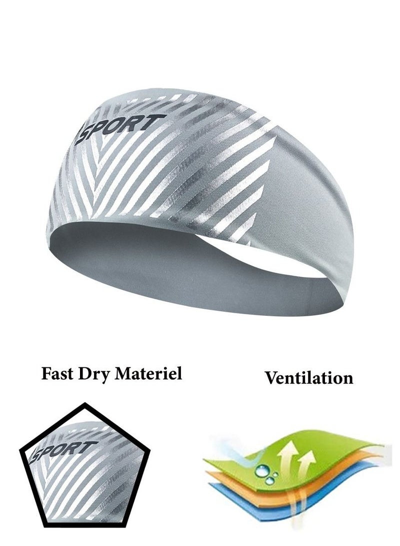 سبورت عصابة رأس رياضية ويوجا للرجال والنساء تمتص العرق واللياقة البدنية للتمارين الرياضية والركض وكرة القدم والرقص وركوب الدراجات واليوجا والتنزه والتخييم. عصابة رأس فائقة الخفة باللون الرمادي تناسب الجميع - Image 1