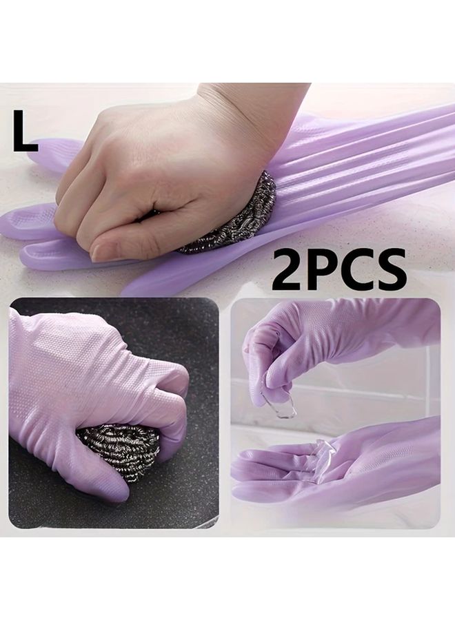 2pcs Heavy Duty Waterproof Cleaning Gloves Size L Non Slip Grip Kitchen Bathroom Household Chores - Image 1