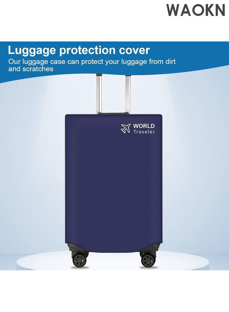 دبليو أيه أو كي أن مجموعة أغطية الأمتعة - واقي حقيبة عالمي مقاوم للخدش لحقائب مقاس 24 بوصة، غطاء أمتعة، غطاء واقٍ، قابل لإعادة الاستخدام - نسيج مرن متين مع فتحات للعجلات والمقبض - تصميم فتحة علوية لسهولة الوصول إلى المطار (أزرق،) - Image 2
