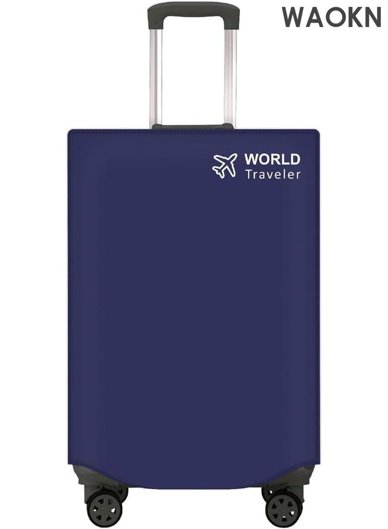 دبليو أيه أو كي أن مجموعة أغطية الأمتعة - واقي حقيبة عالمي مقاوم للخدش لحقائب مقاس 24 بوصة، غطاء أمتعة، غطاء واقٍ، قابل لإعادة الاستخدام - نسيج مرن متين مع فتحات للعجلات والمقبض - تصميم فتحة علوية لسهولة الوصول إلى المطار (أزرق،) - Image 1