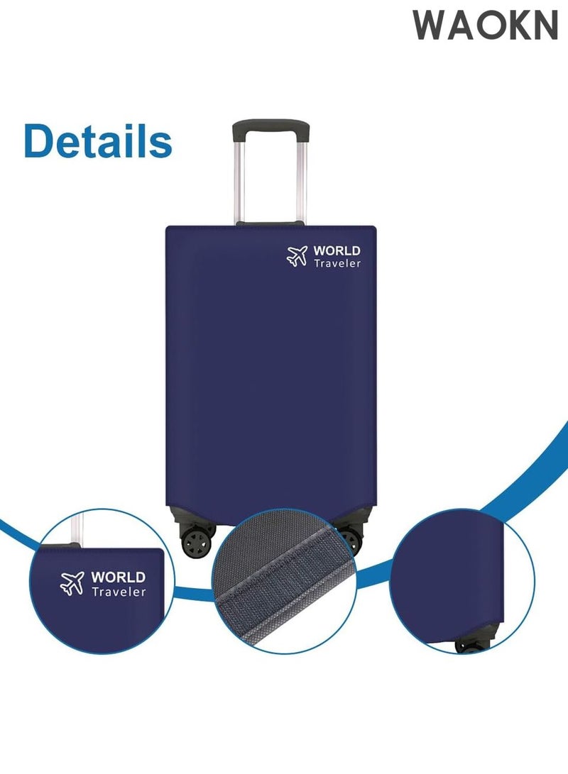 دبليو أيه أو كي أن مجموعة أغطية الأمتعة - واقي حقيبة عالمي مقاوم للخدش لحقائب مقاس 24 بوصة، غطاء أمتعة، غطاء واقٍ، قابل لإعادة الاستخدام - نسيج مرن متين مع فتحات للعجلات والمقبض - تصميم فتحة علوية لسهولة الوصول إلى المطار (أزرق،) - Image 3