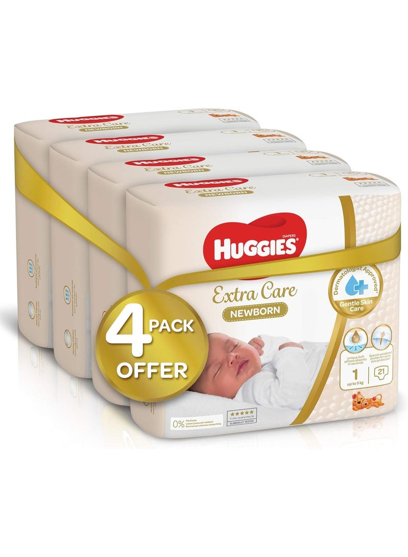 هجيز حفاضات هاجيز إكسترا كير للمواليد الجدد، مقاس 1، حتى وزن 5 كجم، عبوة ميجا، 84 حفاضة (عبوة من قطعتين) - Image 5