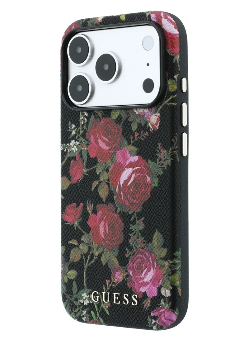 Guess iPhone 18 Pro Max MagSafe Hard Case PU Material Blossom Roses Print