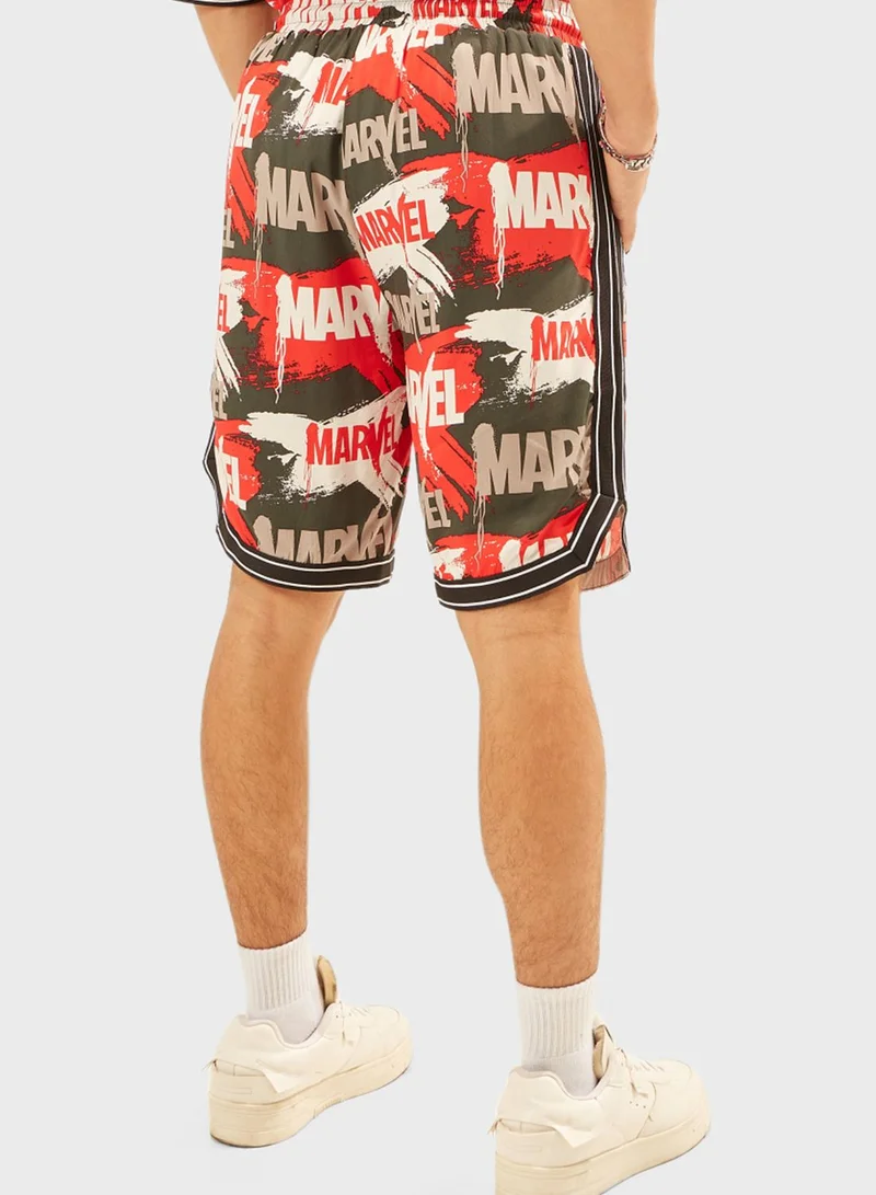 SP Characters Marvel Print Regular Fit Shorts