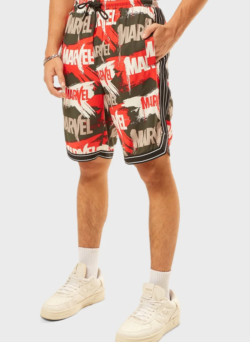 SP Characters Marvel Print Regular Fit Shorts