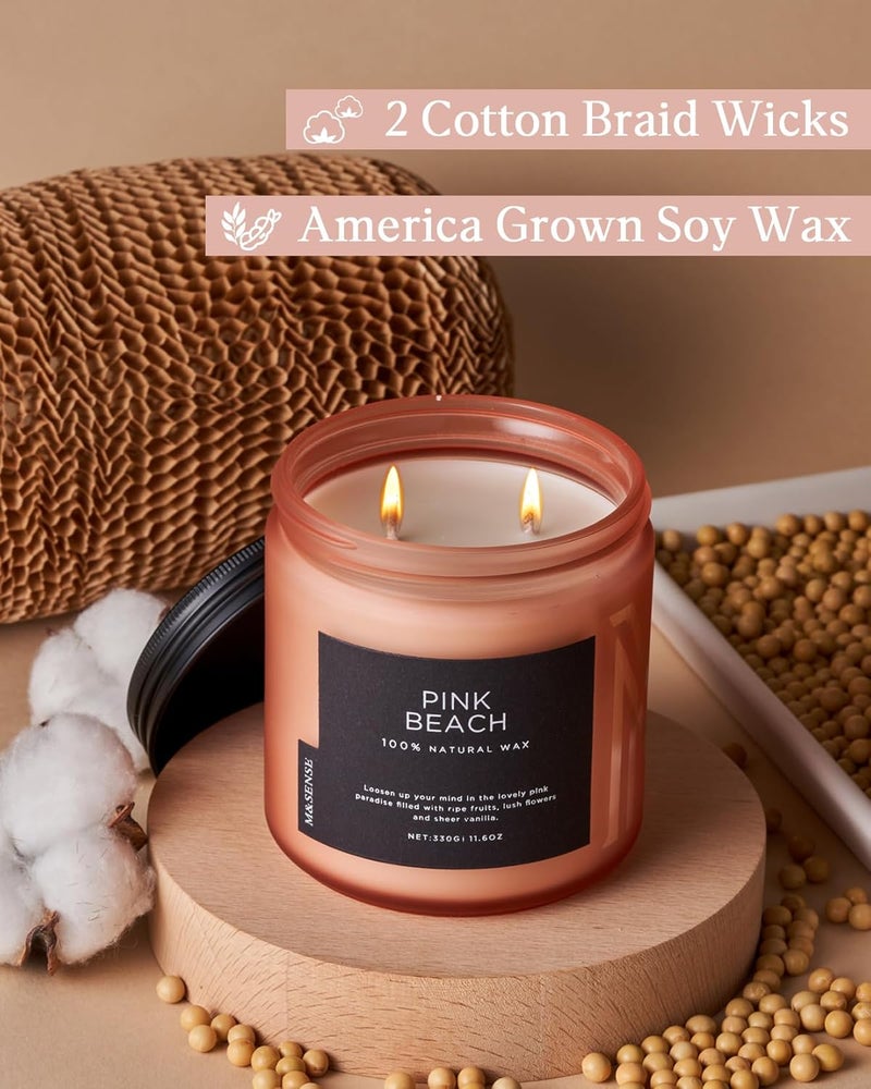 M&SENSE Pink Beach Sands Jar Candle, 11.6oz Pineapple & Coconut Scented Natural Soy Candles for Home Scented, 70 Hour Burn Time, Home Decor Gift for Women, Friends, Family, Colleagues, Couples - Image 3