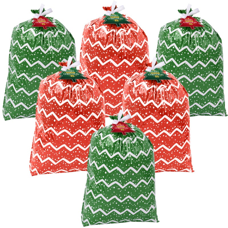 Large Christmas Gift Bags 6PCS 44X 36 Jumbo Extra Large Gift Bag XL Christmas Bags for Wrapping Oversized Giant Huge Gifts Large Plastic Gift Bags for Presents Xmas Santa Big Holiday Gift Bags