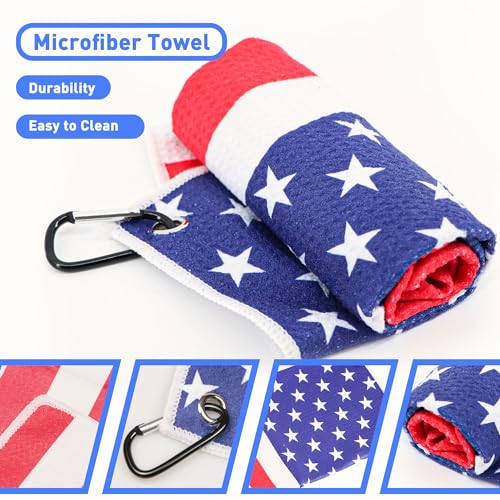 Golfupp Golf Club Brush and Amercian Flag Golf Towels, Golf Groove Cleaner Cleaning kit, Golf Accessories Cleaner Tool with Strong Magnet Stick to Golf Clubs or Bag (3-in-1 Accessories) - Image 3