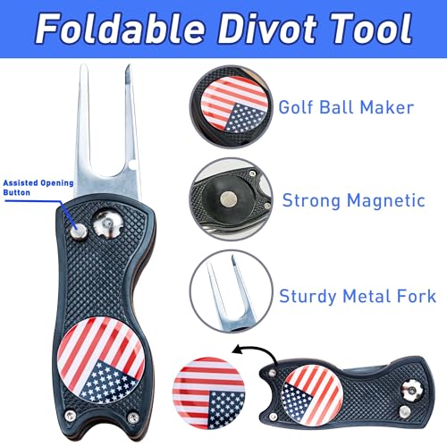 Golfupp Golf Club Brush and Amercian Flag Golf Towels, Golf Groove Cleaner Cleaning kit, Golf Accessories Cleaner Tool with Strong Magnet Stick to Golf Clubs or Bag (3-in-1 Accessories) - Image 4