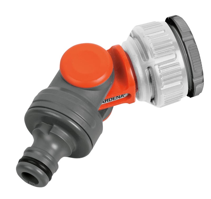 GARDENA Angled Tap Connector: Connector for 26.5 mm (G3/4 Inch) taps with 33.3 mm (G1 Inch) threads and 21 mm (G1/2 Inch) taps with 26.5 mm (G3/4 Inch) threads, rotates and swivels, packaged (2999-20) - Image 2