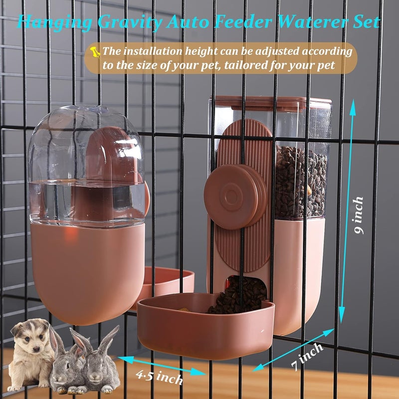Kenond 35oz Hanging Automatic Pet Food Water Dispenser, Auto Gravity Pet Feeder and Waterer Set, Cage Cat Food Bowl Dog Feeding Station for Puppy and Kitten Rabbit Chinchilla Hedgehog Ferret (Pink) … - Image 3