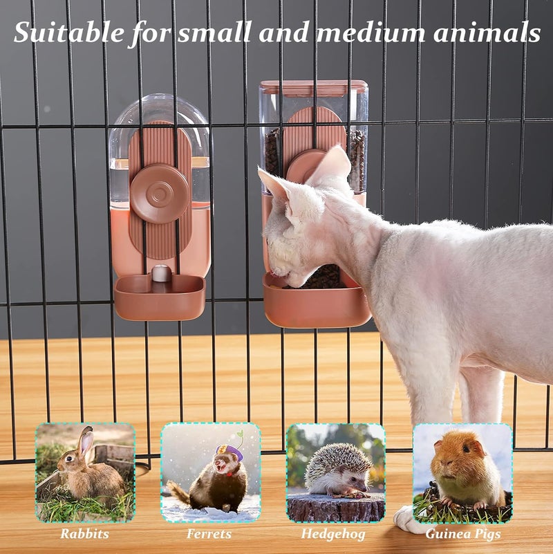 Kenond 35oz Hanging Automatic Pet Food Water Dispenser, Auto Gravity Pet Feeder and Waterer Set, Cage Cat Food Bowl Dog Feeding Station for Puppy and Kitten Rabbit Chinchilla Hedgehog Ferret (Pink) … - Image 2