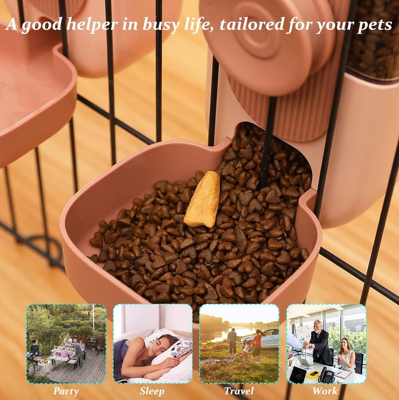 Kenond 35oz Hanging Automatic Pet Food Water Dispenser, Auto Gravity Pet Feeder and Waterer Set, Cage Cat Food Bowl Dog Feeding Station for Puppy and Kitten Rabbit Chinchilla Hedgehog Ferret (Pink) … - Image 5