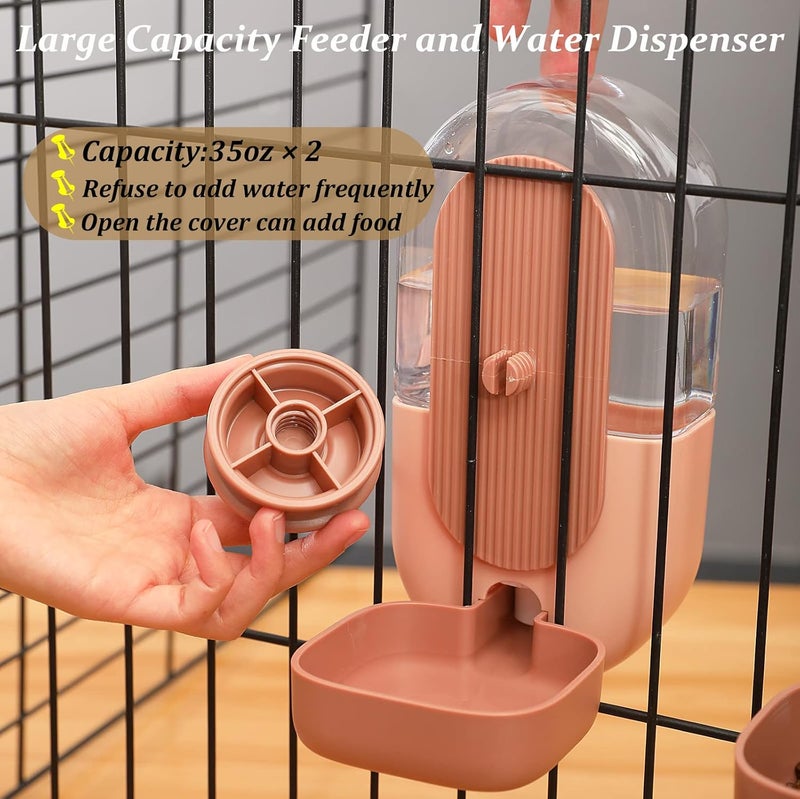 Kenond 35oz Hanging Automatic Pet Food Water Dispenser, Auto Gravity Pet Feeder and Waterer Set, Cage Cat Food Bowl Dog Feeding Station for Puppy and Kitten Rabbit Chinchilla Hedgehog Ferret (Pink) … - Image 4