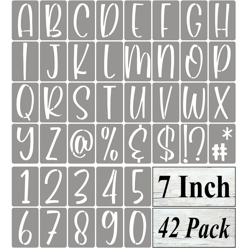 7 Inch Alphabet Letter Stencils for Painting  42 Pack Letter and Number Stencil Templates with Signs for Painting on Wood Reusable Letters and Numbers Stencils for Chalkboard Wood Signs  Wall Art