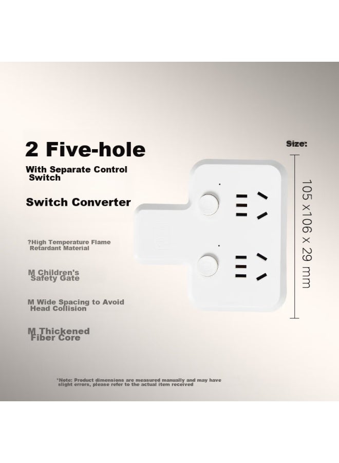 Midea Power Adapter/three-g/one-to Socket/power Converter/power Strip, 2-outlet 5-socket, Ep1k2c25 - Image 1