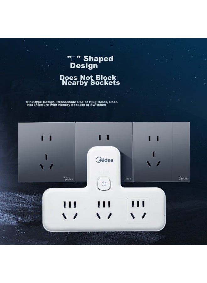 Midea Power Adapter/three-g/one-to Socket/power Converter/power Strip, 2-outlet 5-socket, Ep1k2c25 - Image 4