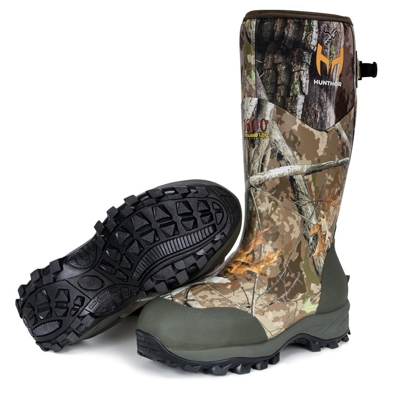 Hunthor Hunting Boots for Men with 1600g Insulation, Waterproof Rubber Boots with 4mm Neoprene & 2mm Fleece Lining, Rated to -20Â°F, Anti-Slip Outsole & Steel Shank for Hunting and Outdoor Work Size 8 - Image 1