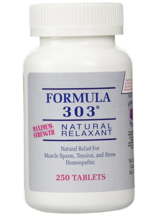 Dee Cee Laboratories Dee Cee Labs Formula 303 Maximum Strength All-Natural Relaxant Tablets, 250 Tablets; All-Natural Relaxant containing Magnesium for Sore Muscles, Passion Flower, and Valerian Root - Image 1