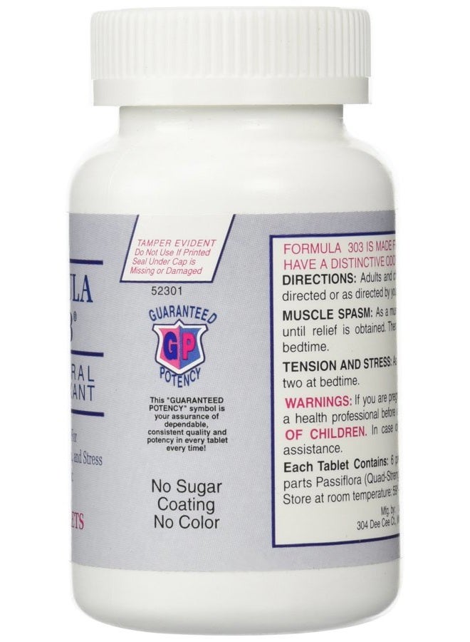 Dee Cee Laboratories Dee Cee Labs Formula 303 Maximum Strength All-Natural Relaxant Tablets, 250 Tablets; All-Natural Relaxant containing Magnesium for Sore Muscles, Passion Flower, and Valerian Root - Image 2