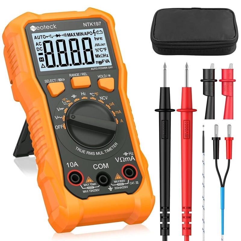 Neoteck 2000 Counts Digital Multimeter Voltmeter Tester with NCV LCD for ACDC VoltageCurrent Resistance Capacitance Live Wire Frequency Temperature Duty Cycle Continuity Diode Measuring - Image 3
