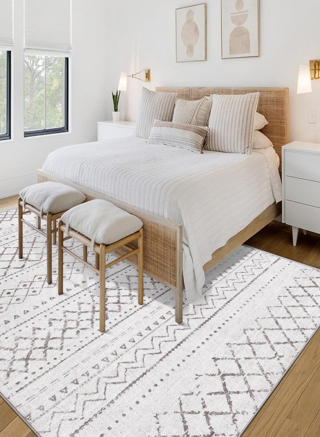 Aoyaomi Area Rug for Living Room 6x9: Large Washable Boho Moroccan Rugs Geometric Neutral Rug, Non-Slip Foldable Morden Farmhouse Indoor Floor Carpet for Bedroom Dining Table Home(Dark Grey,6X9) - Image 2