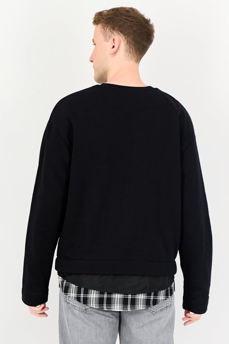 Selected Homme Men Crew Neck Embroidered Print Long Sleeves Sweatshirt, Black - Image 3