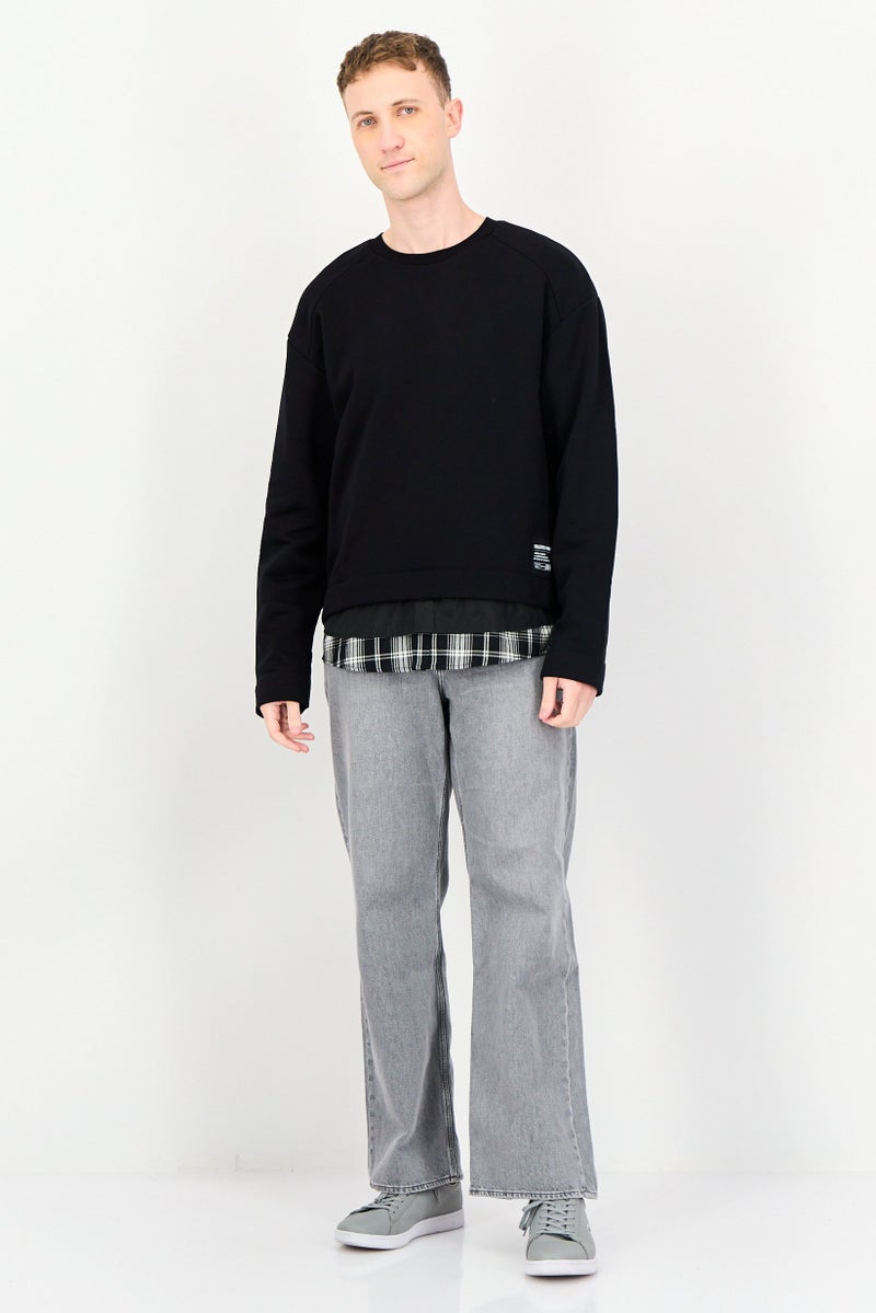 Selected Homme Men Crew Neck Embroidered Print Long Sleeves Sweatshirt, Black - Image 4