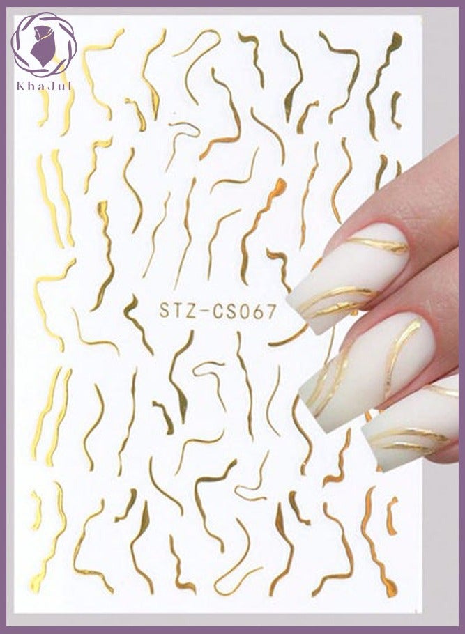 KHAJUL 5-Sheet gold nail stickers, Nail Wraps Self-Adhesive Nail Decals, for Women Girls DIY Nail Art - Image 2