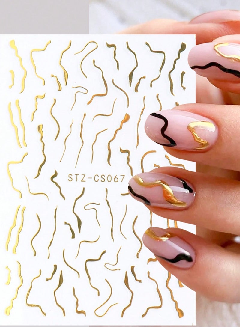 KHAJUL 5-Sheet gold nail stickers, Nail Wraps Self-Adhesive Nail Decals, for Women Girls DIY Nail Art - Image 3