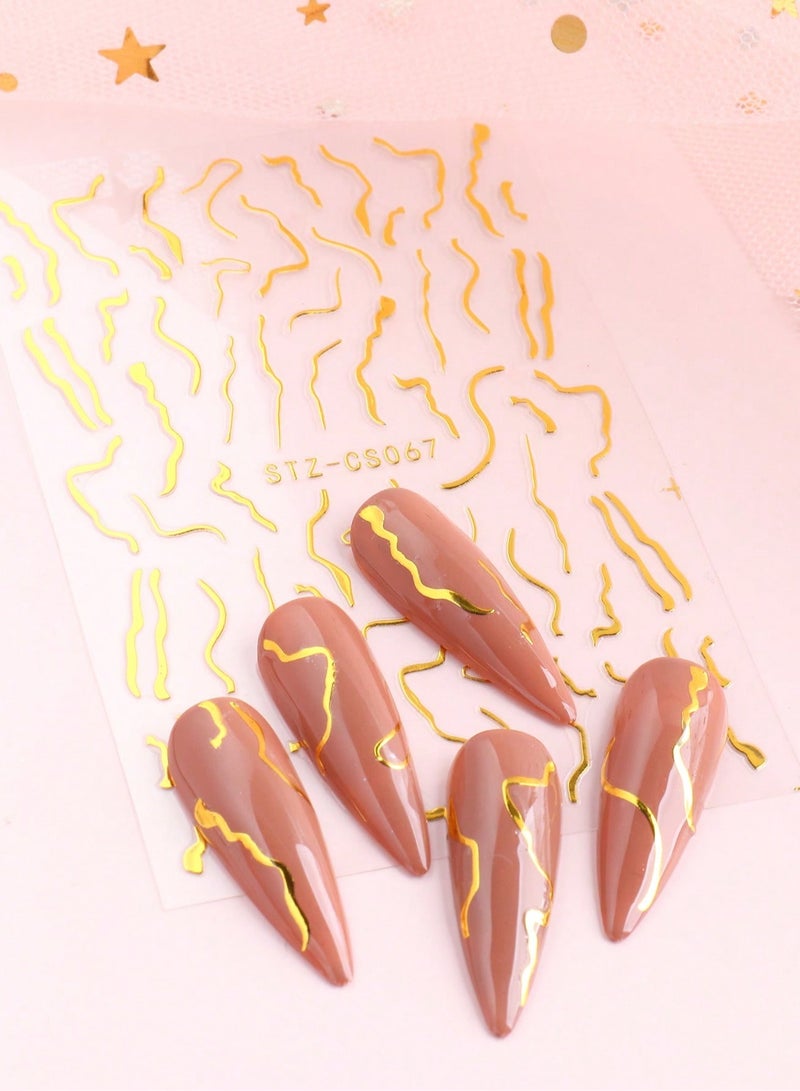 KHAJUL 5-Sheet gold nail stickers, Nail Wraps Self-Adhesive Nail Decals, for Women Girls DIY Nail Art - Image 5