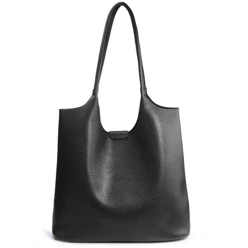 Hoxis Soft Vegan Leather Tote Bag for Women Hobo Handbag Purse for Travel and Everyday (Black) - Image 1