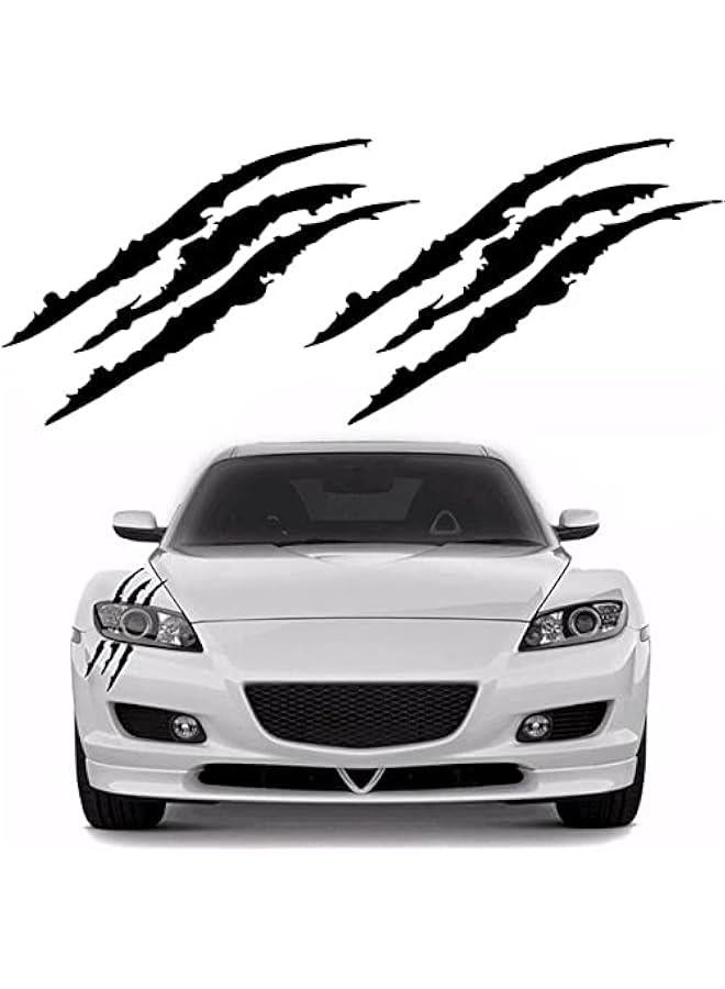 Loquat Claw Mark Car Decals, 16 Inch Car Headlight Stickers, Monster Claw Scratch Sticker for Dodge Challenger Charger, Pack of 2 (Black) - Image 1