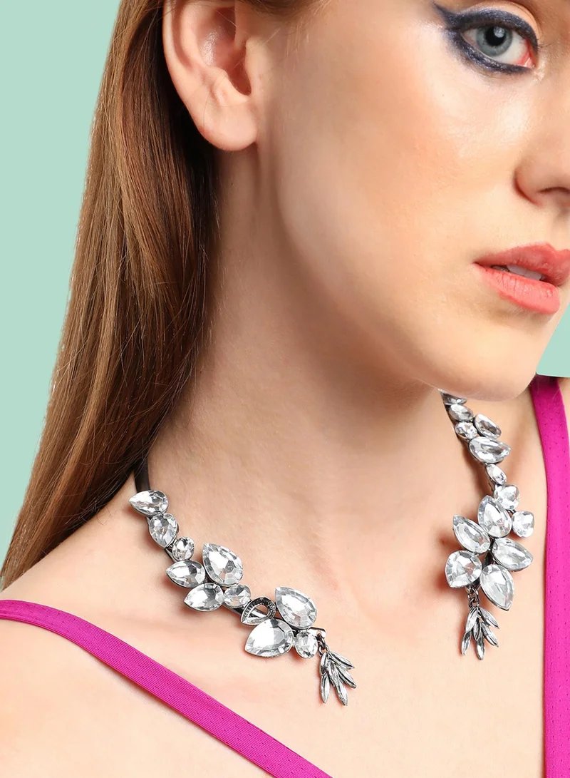 Sohi  Women's White & Grey Choker Necklace for Women | Best Price UAE