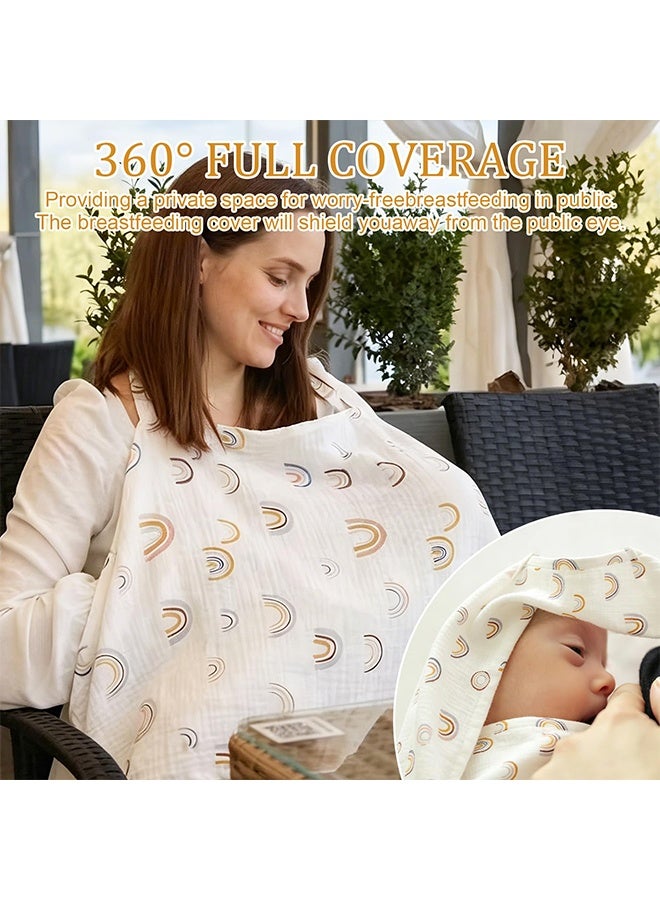 1 Pack White Breathable Cotton Muslin Breastfeeding Nursing Cover, 360° Full Coverage Privacy Shield with Adjustable Strap, for Mums Public Use - Image 4