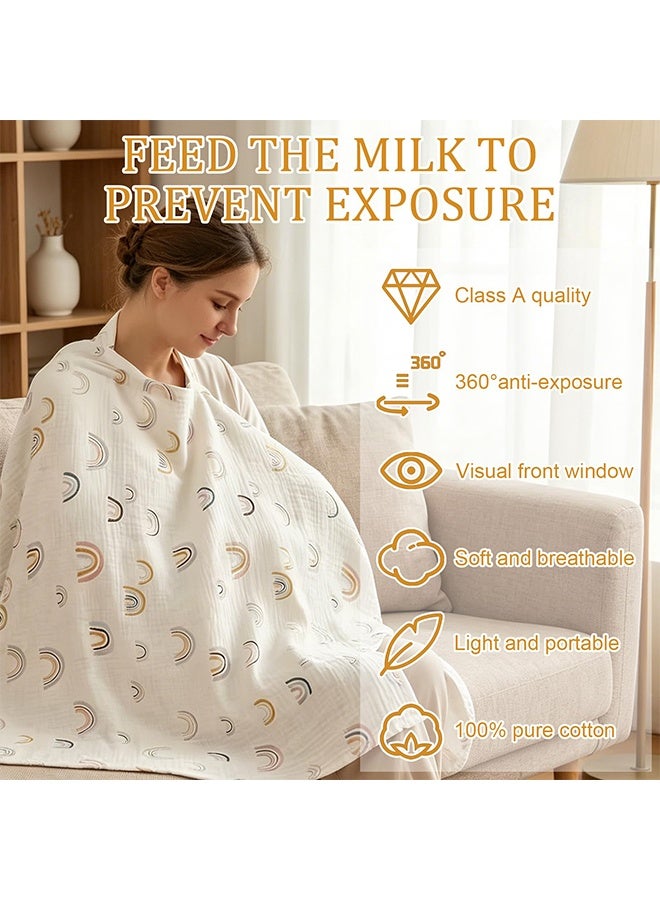1 Pack White Breathable Cotton Muslin Breastfeeding Nursing Cover, 360° Full Coverage Privacy Shield with Adjustable Strap, for Mums Public Use - Image 2
