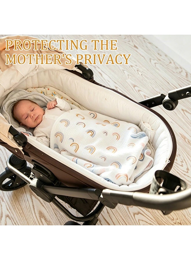 1 Pack White Breathable Cotton Muslin Breastfeeding Nursing Cover, 360° Full Coverage Privacy Shield with Adjustable Strap, for Mums Public Use - Image 5
