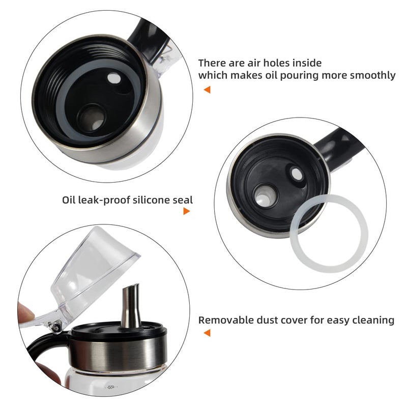 WERTIOO 2Pack Glass Cooking Olive Oil Bottle with 1Pack 200ml Spray Bottle WERTIOO 450ML15oz Auto Flip Oil Dispenser Bottle for Kitchen Cooking Oil and Vinegar Container - Image 4