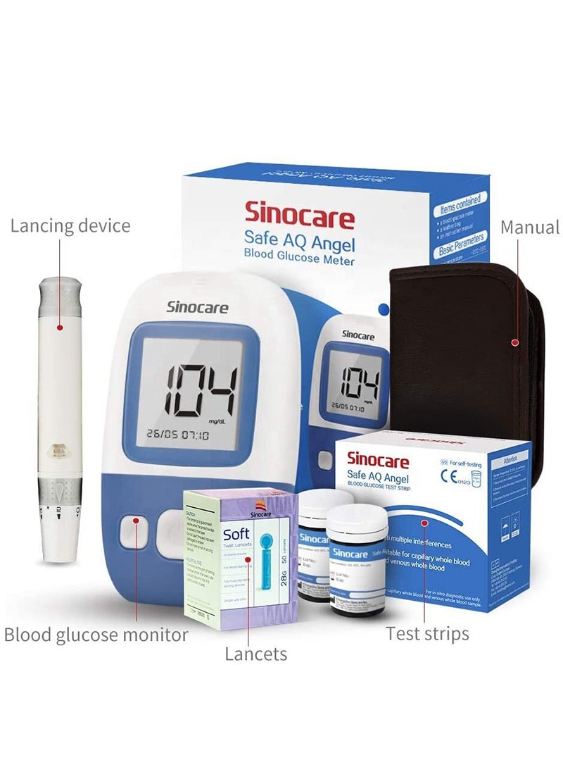 SINOCARE - Sinocare Blood Glucose Meter System, Multi-Lingual Voice, Talk Function,  50 Test Strips, 50 Lancing Device, 1 Blood Sugar Monitor, Blood Sugar Test Kit - Image 1